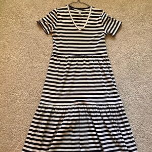 J Crew Striped V-Neck Maxi Dress